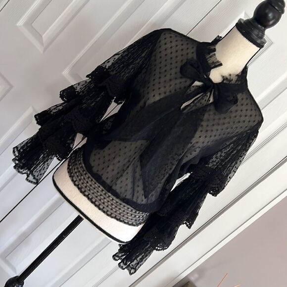 MISA Los Angeles Tiered Sleeve Bow Blouse - Black Size XS - Picture 2 of 11